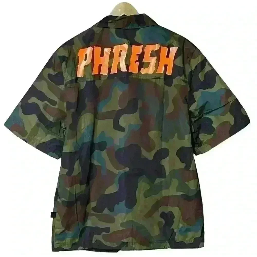 Kleep Camo Coach Jacket M Snap Front Logo Streetwear NWT